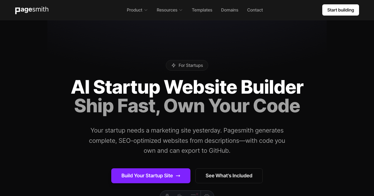 AI Startup Website Builder | Ship Your Marketing Site Fast