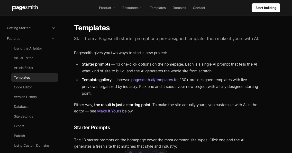 Templates - Pagesmith.ai Docs