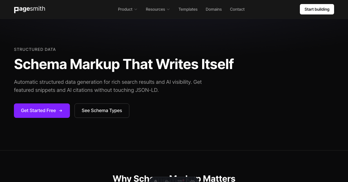 Schema Markup - Automatic Structured Data | Pagesmith.ai
